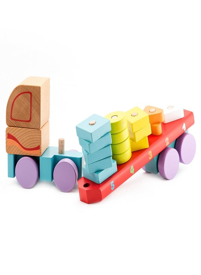 Cubika Wooden Geometric Shapes Truck- Montessori Toy for Toddlers Ages 3+- Shape Sorter and Stacking Truck Building Toy- FSC-Certified Wood, German Water-Based Paints, Travel-Friendly - Image 5