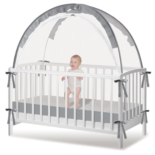 Zkaitoy Crib Tent Crib Net to Keep Baby in Stop Baby from Climbing Out of Crib Pop Up Crib Tent with Durable Breathable Net Double Zipper Strong Rods Installation Convenience - Image 1