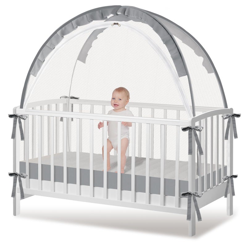Zkaitoy Crib Tent Crib Net to Keep Baby in Stop Baby from Climbing Out of Crib Pop Up Crib Tent with Durable Breathable Net Double Zipper Strong Rods Installation Convenience - Image 2