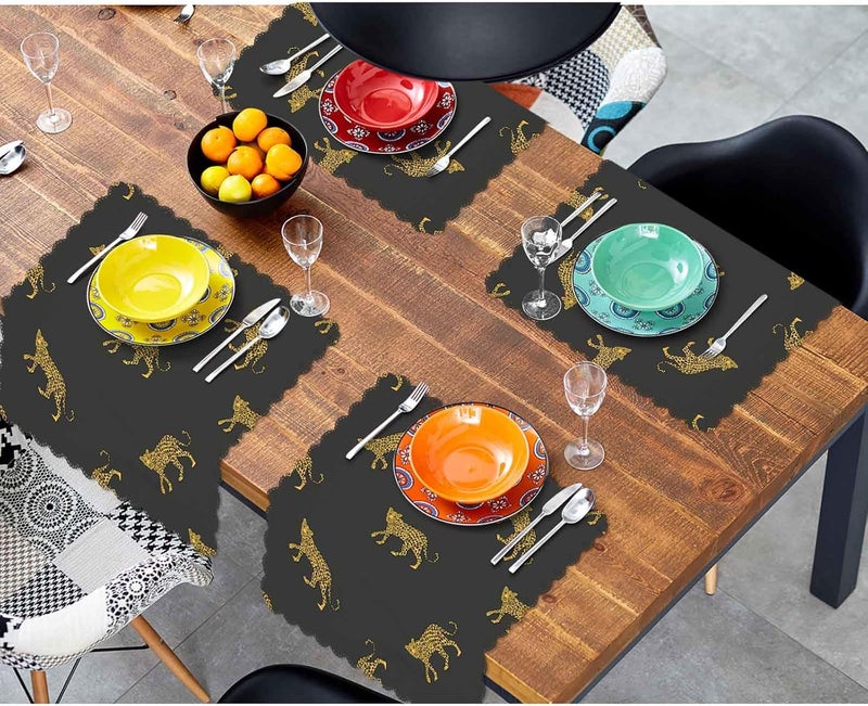 Yibeas Wild Leopard Cloth Napkins Set of 4 Soft African Animal Lively Jump Cartoon Fun Wildlife Repeat Polyester Dinner Square Napkin for Family Restaurant Weddings Parties 18 x 18 inch - Image 4