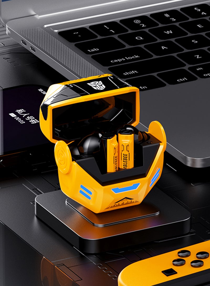 TRANSFORMERS TF-T36 TWS Bluetooth Earphones – Bluetooth 5.4, 10mm Drivers, Hi-Fi Sound, Noise-Canceling Mic, Long Battery Life – Yellow - Image 3