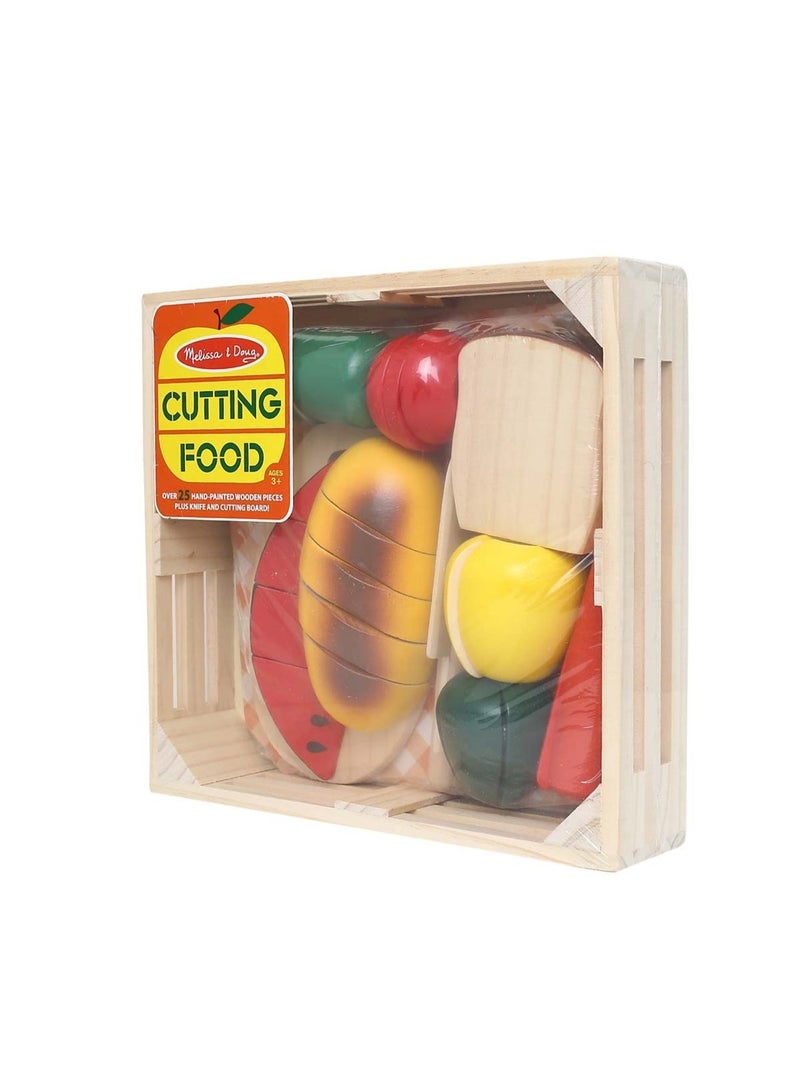 Melissa & Doug مجموعة ألعاب تقطيع الطعام مع قطع خشبية، سكين، لوح تقطيع، ألعاب مطبخ تمثيلية، للأطفال من عمر 3 سنوات فما فوق - Image 2