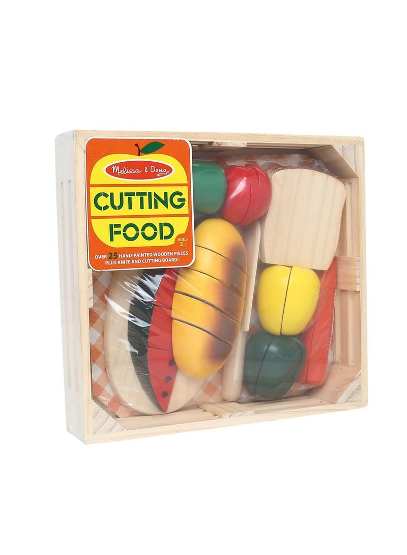 Melissa & Doug مجموعة ألعاب تقطيع الطعام مع قطع خشبية، سكين، لوح تقطيع، ألعاب مطبخ تمثيلية، للأطفال من عمر 3 سنوات فما فوق - Image 1