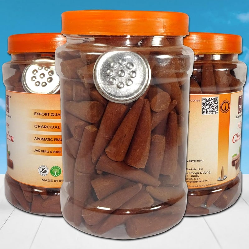 Devyagya Mysore Chandan Dhoop Cones Charcoal Free Mysore Chandan Cone Chandan Dhoop 250G Sandalwood Long Lasting Fragrance for Home Office and Meditation Large Pack Offer Applicable - Image 1
