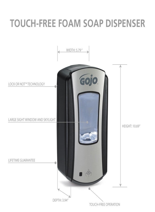 GOJO LTX-12 Touch-Free Foam Hand Soap Dispenser, Chrome/Black, for 1200 mL GOJO LTX-12 Foam Hand Soap Refills (Pack of 1) - 1919-01 - Image 2