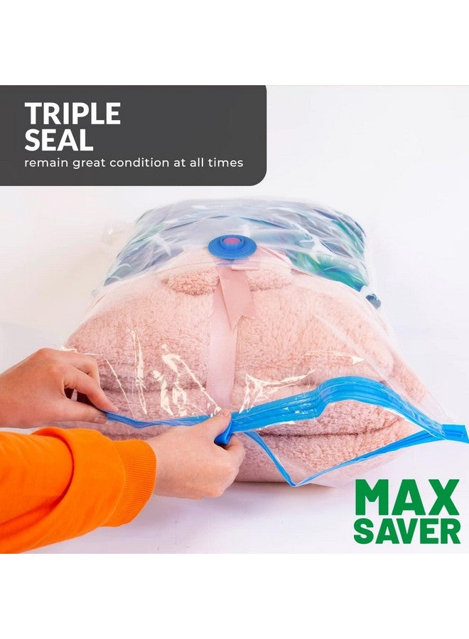 Max Saver Max Saver Polyethylene 5 Large Vacuum Bags for Travel, Space Saver Bags Compression Storage Bags for Clothes, Bedding, Pillows, Blankets Storage Vacuum Sealer Bags for Clothes Storage, Transparent - Image 5