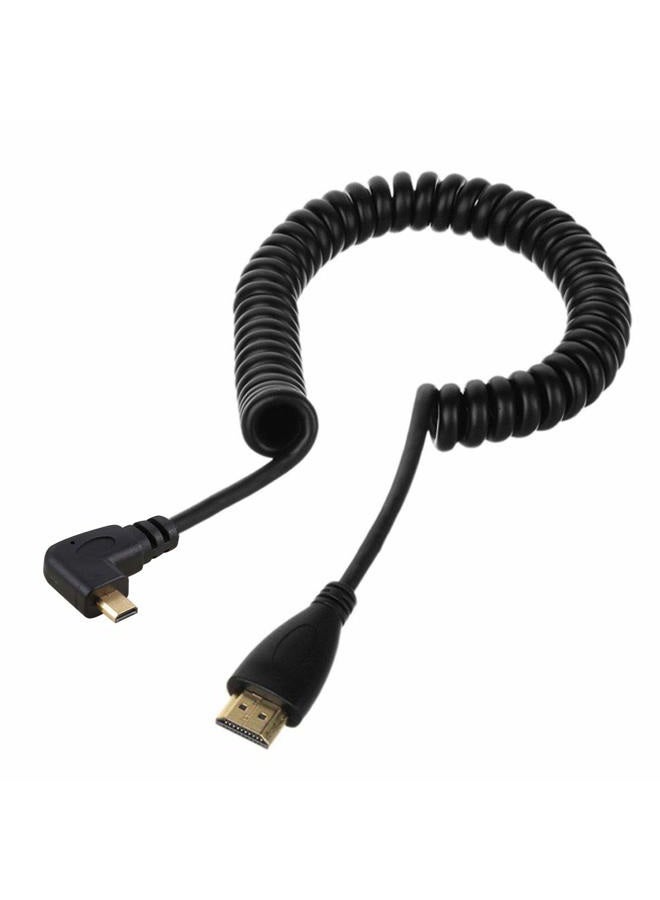 Chenyang Stretch Spring Left & Right Angled 90 Degree Micro HDMI to HDMI Male HDTV Cable for Cell Phone & Tablet & Camera (Right Angled) - Image 5