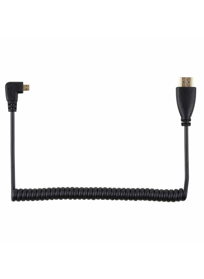 Chenyang Stretch Spring Left & Right Angled 90 Degree Micro HDMI to HDMI Male HDTV Cable for Cell Phone & Tablet & Camera (Right Angled) - Image 1