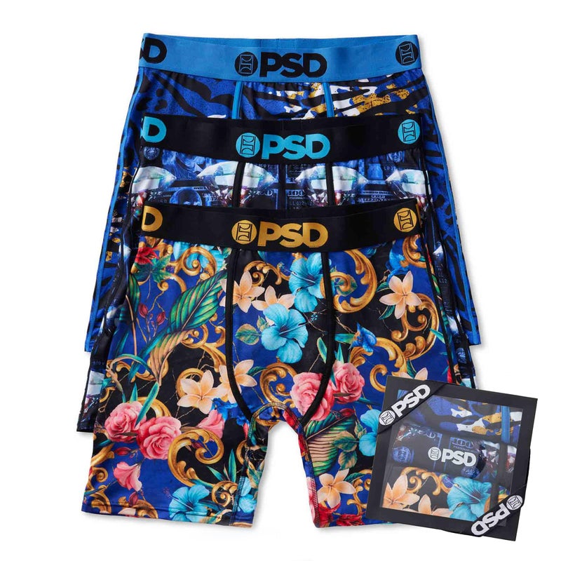 PSD Underwear Men's Cobalt Boxer Brief 3 Pack, Multi, M - Image 2