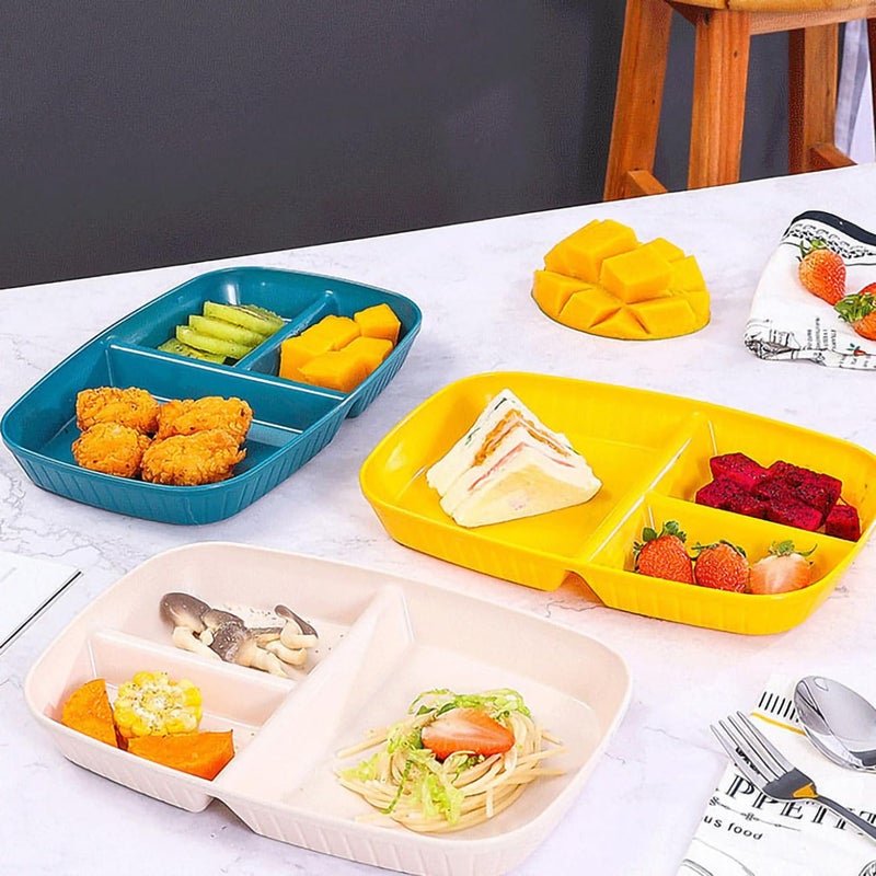 Oicia Divided Plates for Adults Unbreakable Portion Control Plate Sectioned with Dividers Food Separator Dinner Plates Lightweight Compartment BPAFree Reusable Microwave Safe Beige Pack of 4 - Image 4