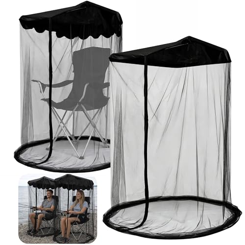 Shupakul 2 Pcs 63" H Canopy Chair Mosquito Net, Mosquito Mesh Chair Net with Waterproof Roof and Zipper Opening, Mosquito Net Chairs Cover for Outdoor Hiking Fishing Camping, Excluded Chair or Support - Image 1