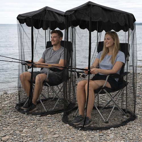 Shupakul 2 Pcs 63" H Canopy Chair Mosquito Net, Mosquito Mesh Chair Net with Waterproof Roof and Zipper Opening, Mosquito Net Chairs Cover for Outdoor Hiking Fishing Camping, Excluded Chair or Support - Image 4