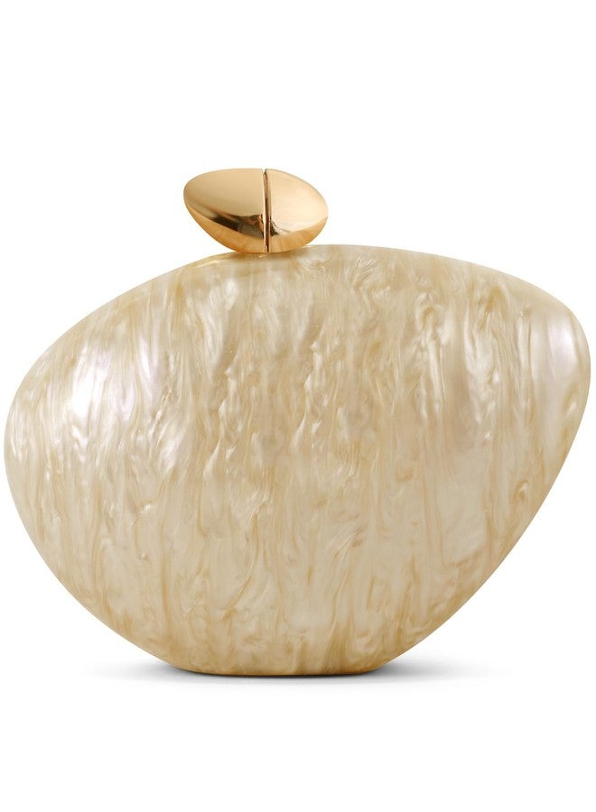 NEWROGENG Acrylic Shell Clutch Purse for Women, Marble Evening Bag with Magnetic Closure, Elegant Wedding Party Clutch Handbags, Marble Apricot - Image 1