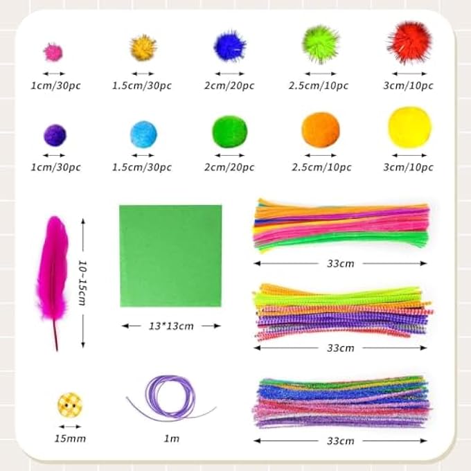 1165 PCS KIDS CRAFT BOX KIT, TODDLER ARTS AND CRAFTS FOR KIDS INCLUDES POM POMS, PIPE CLEANERS, FEATHER, FOLDING CRAFT BOX - ALL IN ONE FOR KIDS TODDLER DIY CRAFT SET (PINK) - Image 4