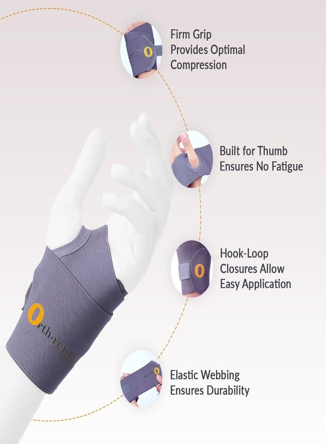 Orth-rem Wrist Band for Pain Relief with Thumb Loop Strap | Wrist Support Brace for Right and Left Hand | Carpal Tunnel Syndrome Wrist Support Band | For both Men & Women - One Size (Gray, Universal) - Image 3