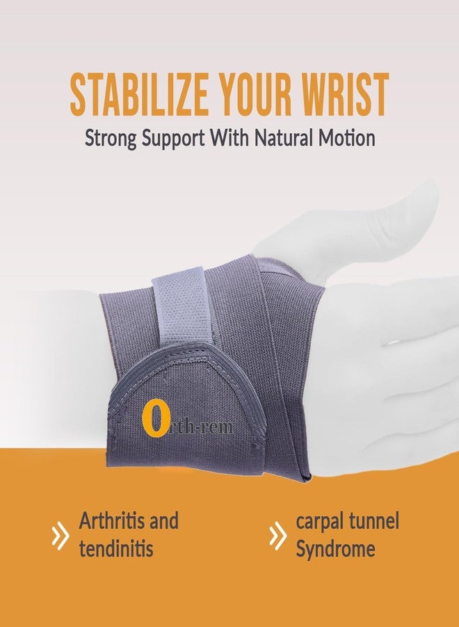 Orth-rem Wrist Band for Pain Relief with Thumb Loop Strap | Wrist Support Brace for Right and Left Hand | Carpal Tunnel Syndrome Wrist Support Band | For both Men & Women - One Size (Gray, Universal) - Image 2