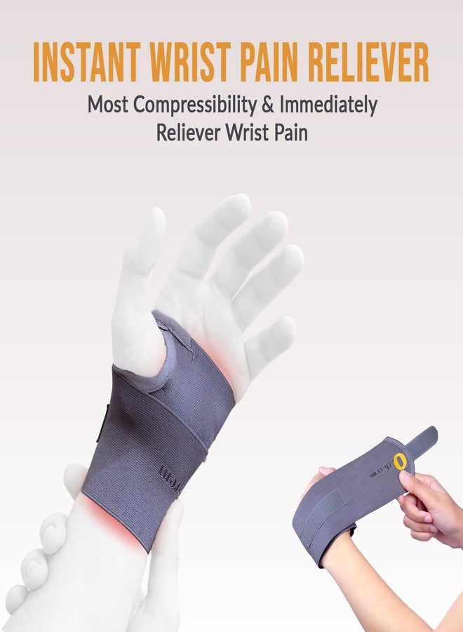 Orth-rem Wrist Band for Pain Relief with Thumb Loop Strap | Wrist Support Brace for Right and Left Hand | Carpal Tunnel Syndrome Wrist Support Band | For both Men & Women - One Size (Gray, Universal) - Image 4