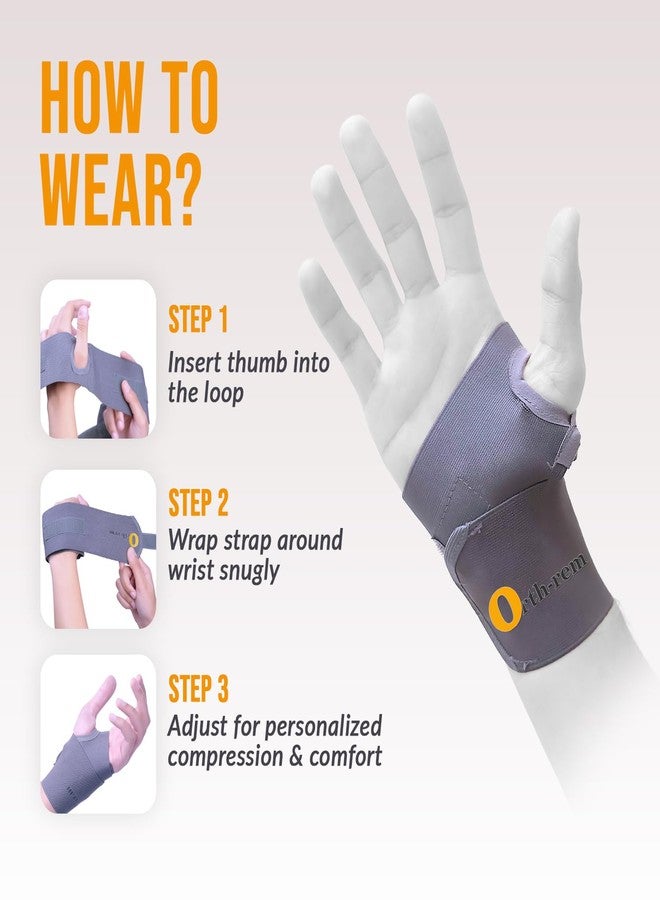 Orth-rem Wrist Band for Pain Relief with Thumb Loop Strap | Wrist Support Brace for Right and Left Hand | Carpal Tunnel Syndrome Wrist Support Band | For both Men & Women - One Size (Gray, Universal) - Image 5