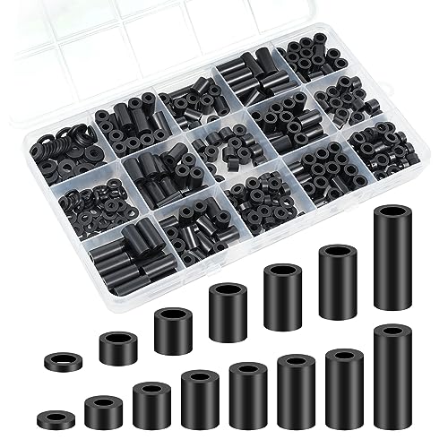 wegoup 345 Pcs Black Nylon Electrical Outlet Spacers Kit - Non-Threaded Round Plastic Spacers for Switch & Receptacle Screws, Secure Fit Spacer Assortment for Outlet Installation - Image 1