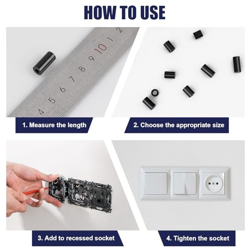 wegoup 345 Pcs Black Nylon Electrical Outlet Spacers Kit - Non-Threaded Round Plastic Spacers for Switch & Receptacle Screws, Secure Fit Spacer Assortment for Outlet Installation - Image 3