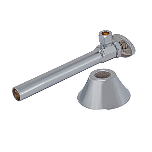 Eastman Multi-Turn Angle Stop Valve with Extension, 1/2 Inch Sweat x 3/8 Inch OD Compression, Chrome Plated, 04182LF - Image 1