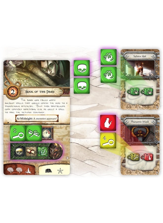 Asmodee Elder Sign Omens of the Pharaoh Board Game EXPANSION - Egyptian Adventure! Cooperative Horror Mystery Game, Ages 14+, 1-8 Players, 1-2 Hour Playtime, Made by Fantasy Flight Games - Image 2