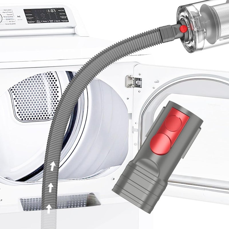 Sealegend مجموعة تنظيف فتحة مجفف المتوافقة مع ملحق خرطوم فراغ نسالة المجفف Dyson، مزيل النسالة العميقة، متوافقة مع المكانس اللاسلكية Dyson V7 V8 V10 V11 V15 وغيرها، رمادي. - Image 1