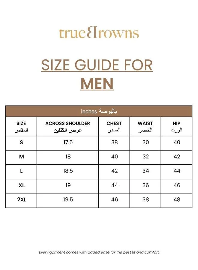 ترو برونز Men's Beige Printed Kurta