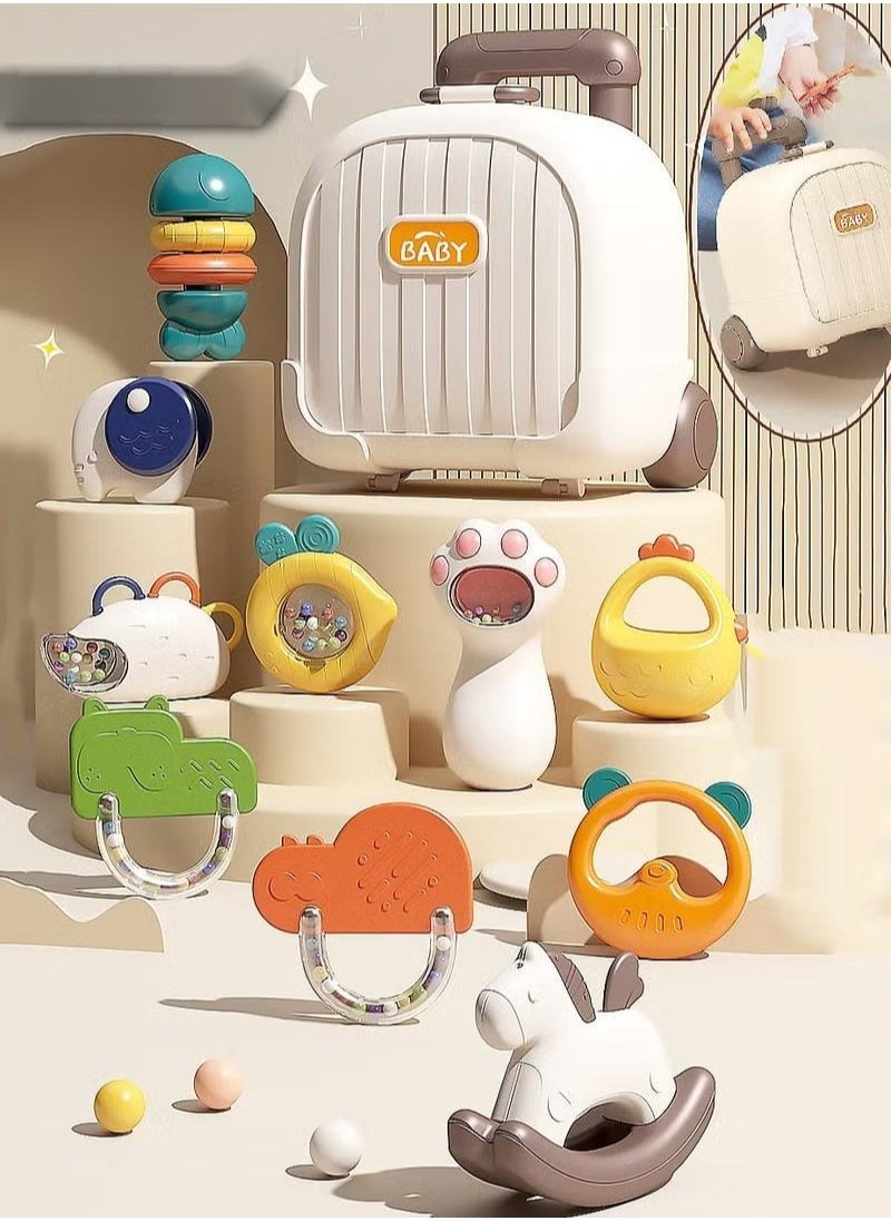 XiuWoo 11 Pack Baby Chew Teether Toy Set for Baby Grasping Rattles Baby Teether Gift Set  - Image 1