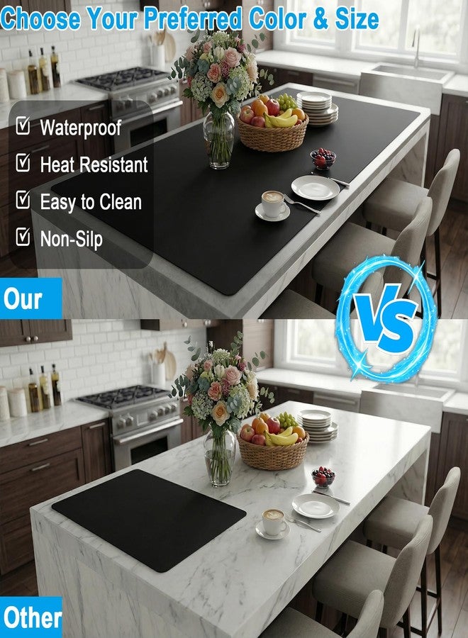 Gantok Extra Large Silicone Mats for Kitchen Counter, Heat Resistant Mat, Nonslip Kitchen Countertop Protector Mat, Cuttable Counter Protector Mats for Island Workbench(47.3''x23.6''Black) - Image 3