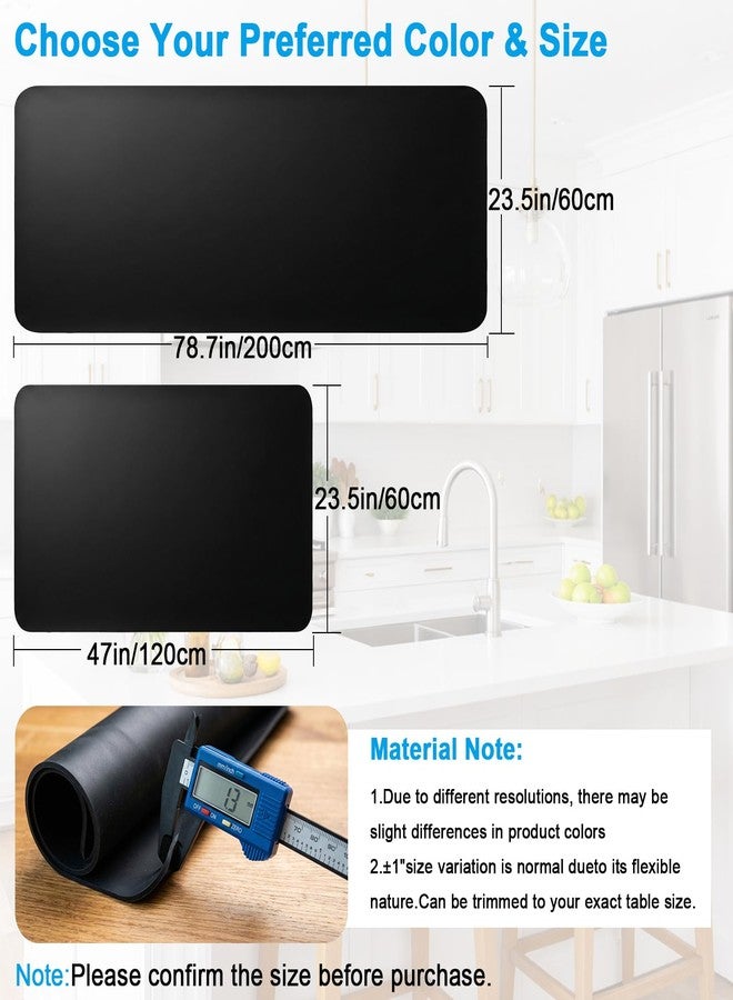 Gantok Extra Large Silicone Mats for Kitchen Counter, Heat Resistant Mat, Nonslip Kitchen Countertop Protector Mat, Cuttable Counter Protector Mats for Island Workbench(47.3''x23.6''Black) - Image 2