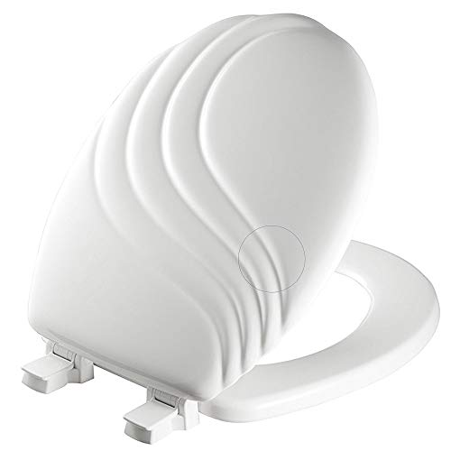 Mayfair 27EC 000 Swirl Sculptured Molded Wood Toilet Seat with Lift-Off Hinges, Round, White - Image 1