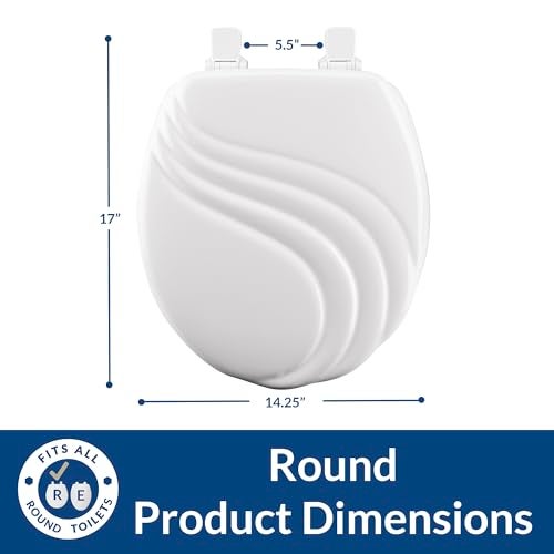 Mayfair 27EC 000 Swirl Sculptured Molded Wood Toilet Seat with Lift-Off Hinges, Round, White - Image 3