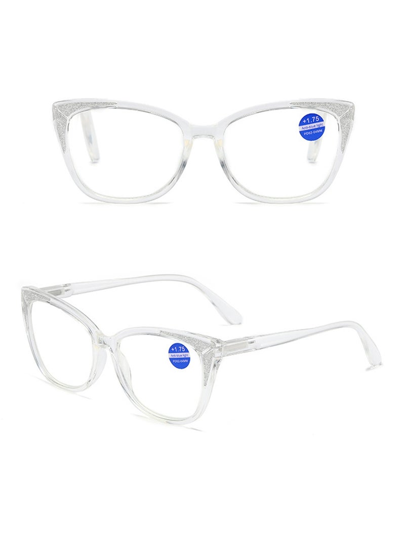 Booma Opticals NAOMI-C7 +1.00 Reading Glasses for Women, +1.0   Magnification Prescription Eyeglasses,  Lightweight, Stylish Clear Transparent Cat Eye Frame, Computer Eyestrain Relief - Image 3