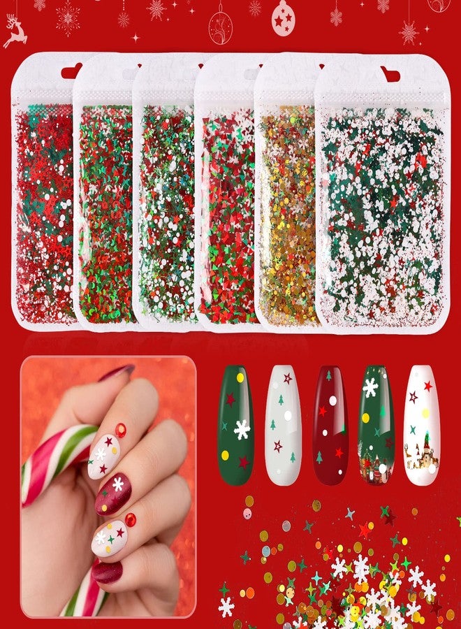EBANKU Christmas Nail Art Sequins EBANKU 3D Holographic Snowflake Star Holiday Nail Glitters Flakes, Colorful Sparkly Confetti Glitter for DIY Design Face Body Makeup Christmas Decorations - Image 1