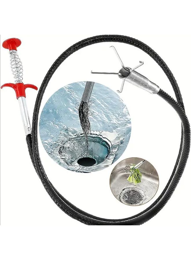 1pc Flexible Drain Clog Remover Tool With 4 Tooth Claw For Sink Toilet Tub - Image 1