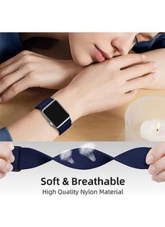 Ocean Soft Nylon Elastic Braided Strap For Apple Watch SE Series 8/7/6/5/4/3/2/1 (Navy Blue, 38mm/40mm/41mm)  - Image 5