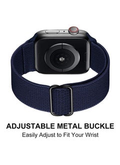 Ocean Soft Nylon Elastic Braided Strap For Apple Watch SE Series 8/7/6/5/4/3/2/1 (Navy Blue, 38mm/40mm/41mm)  - Image 3