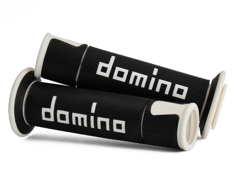 Domino A450 Road Race Performance Motorcycle Handlebar Grips - Medium/Soft (Black/White) - Image 3