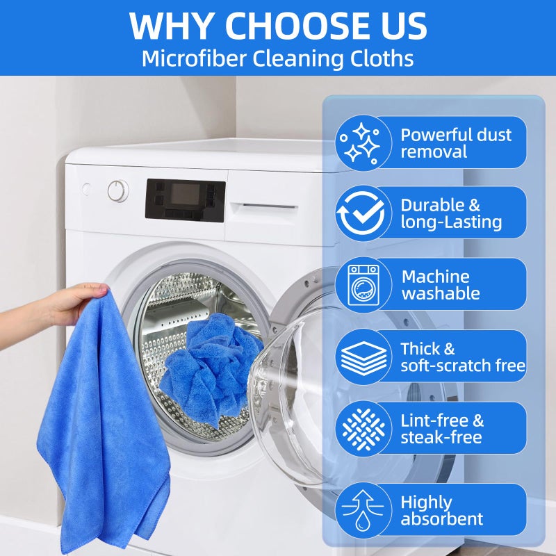 IIDEA 6 Pack Microfiber Cleaning Cloths Extra Large 30" x 20",XL Rags Washable Reusable Streak Free Lint Free Towels for Floor Mop,Glass,Windows,Kitchen,Bathroom,Office & Car Cleaning(Blue) - Image 4