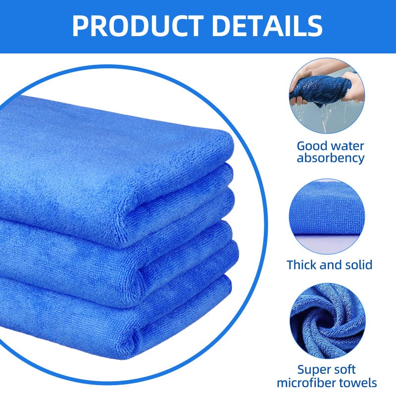 IIDEA 6 Pack Microfiber Cleaning Cloths Extra Large 30" x 20",XL Rags Washable Reusable Streak Free Lint Free Towels for Floor Mop,Glass,Windows,Kitchen,Bathroom,Office & Car Cleaning(Blue) - Image 3