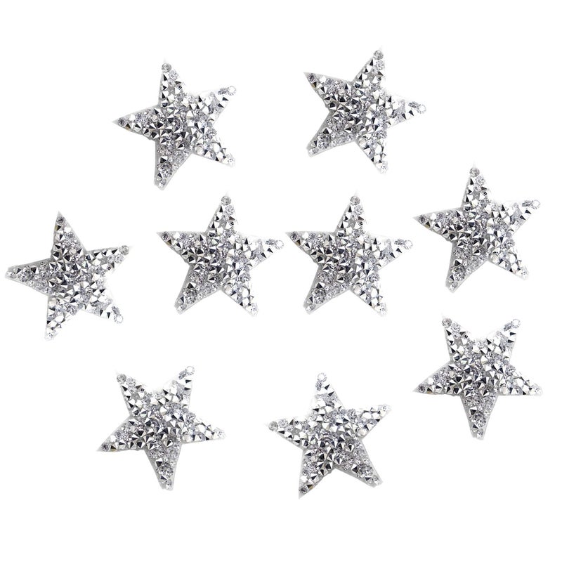 Honbay 12PCS Star Shape Rhinestone Patches HotMelt Adhesives Appliques Clothing Repair Decoration Patches for DIY Accessory Silver