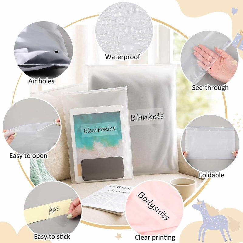 Honoson 30 Pcs Hospital Bags for Labor and Delivery with Stickers Resealable Hospital Essentials Organizing Pouches Frosted Zipper Plastic Mommy Maternity Bag for Newborn First Time Baby Shower - Image 4