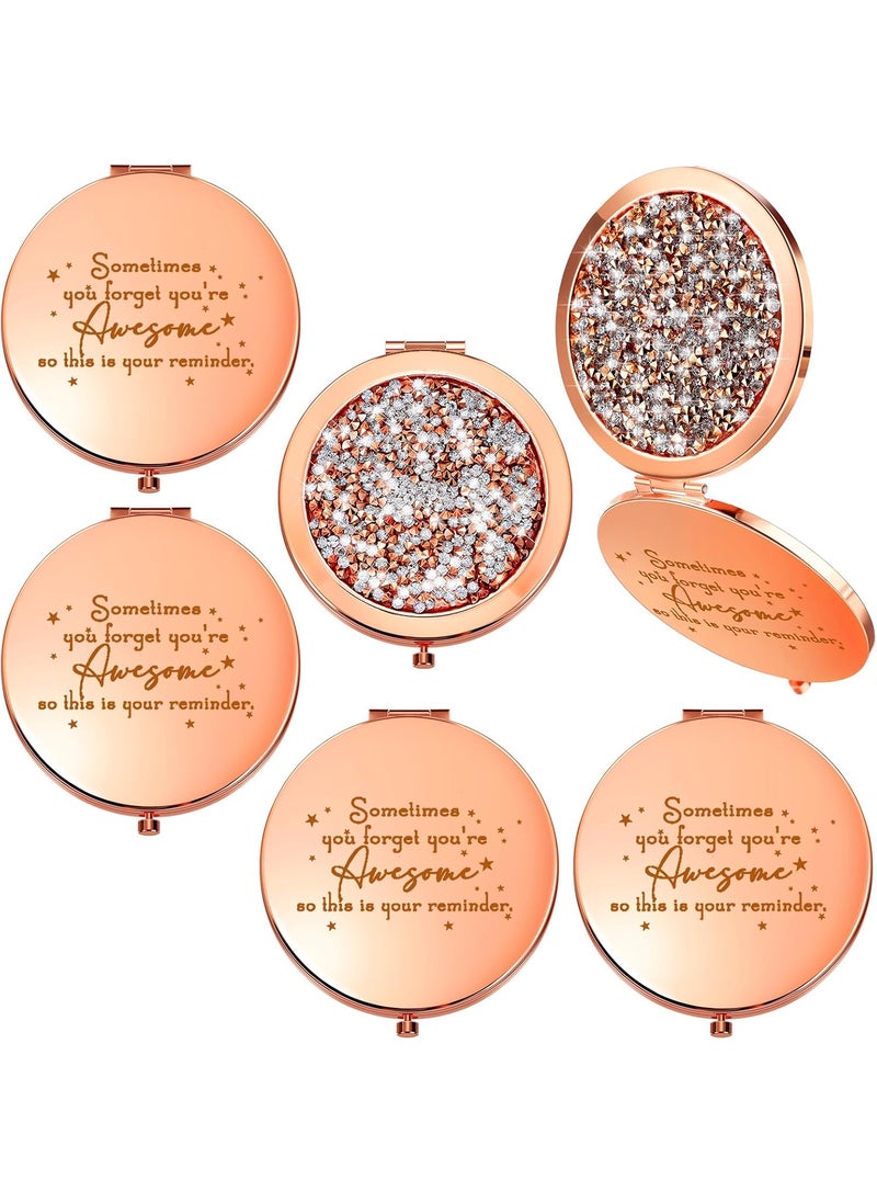 Fumete - Fumete 4 Pcs Inspirational Compact Mirror Bulk Sometimes You Forget You're Awesome Appreciation Thank You Gifts for Women Compact Pocket for Employee Coworker Staff Magnifying Pocket Mirror - Image 1