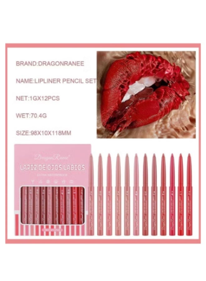 Dragon Ranee 12-Color Matte Lipstick and Lip Liner Set | All-in-One Waterproof Velvet Nude Lip Makeup Kit | Long-Lasting, Smudge-Proof Matte Lip Gloss with Retractable Lip Liner for Women - Image 3