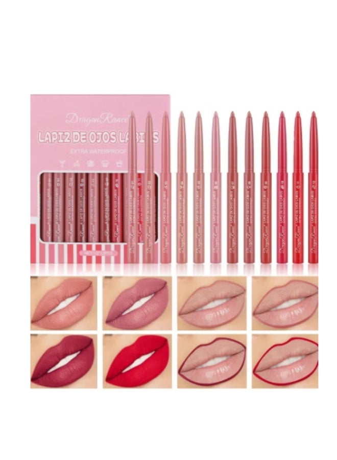 Dragon Ranee 12-Color Matte Lipstick and Lip Liner Set | All-in-One Waterproof Velvet Nude Lip Makeup Kit | Long-Lasting, Smudge-Proof Matte Lip Gloss with Retractable Lip Liner for Women - Image 1