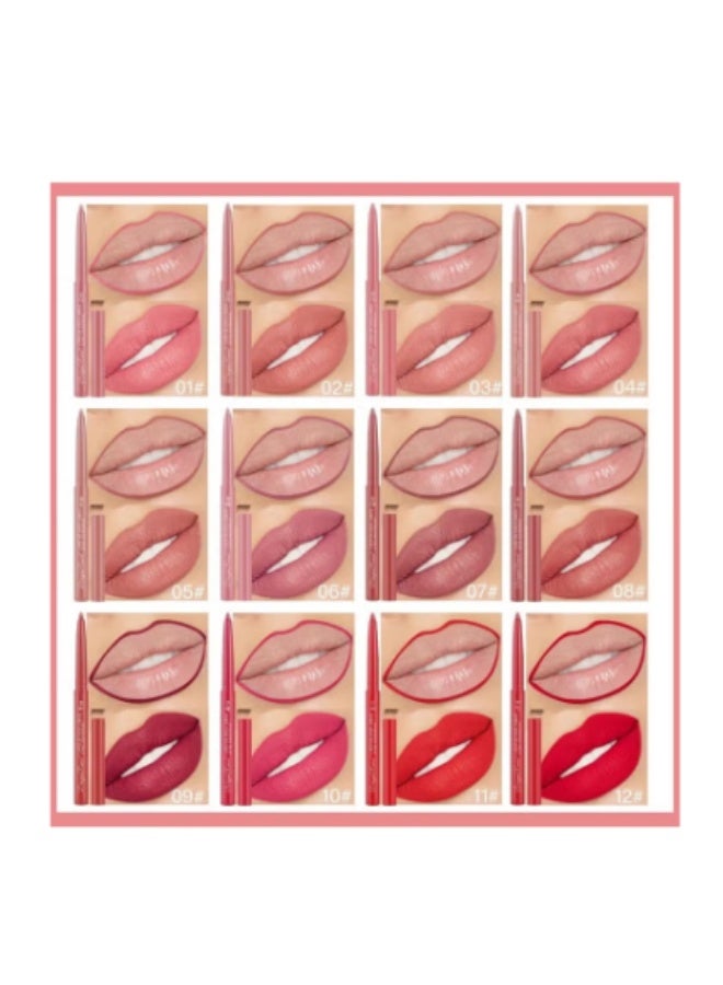 Dragon Ranee 12-Color Matte Lipstick and Lip Liner Set | All-in-One Waterproof Velvet Nude Lip Makeup Kit | Long-Lasting, Smudge-Proof Matte Lip Gloss with Retractable Lip Liner for Women - Image 2