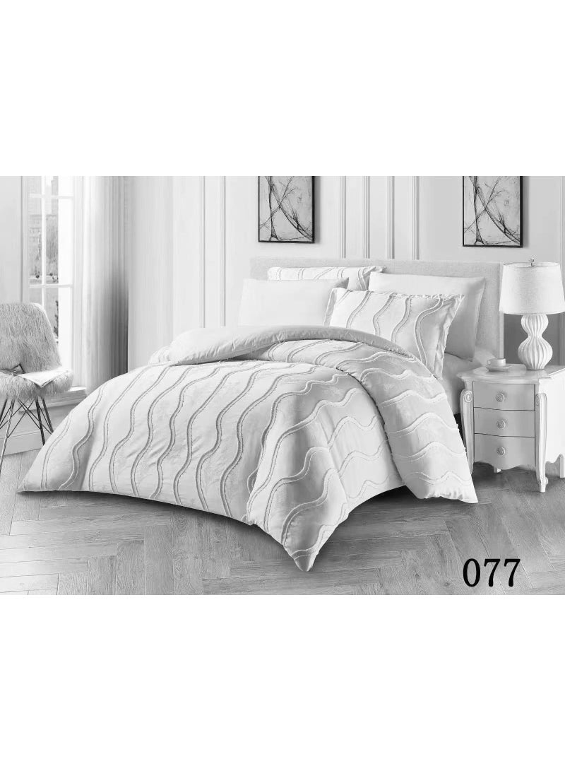 White Wavy Textured Duvet Cover Bedding Set
