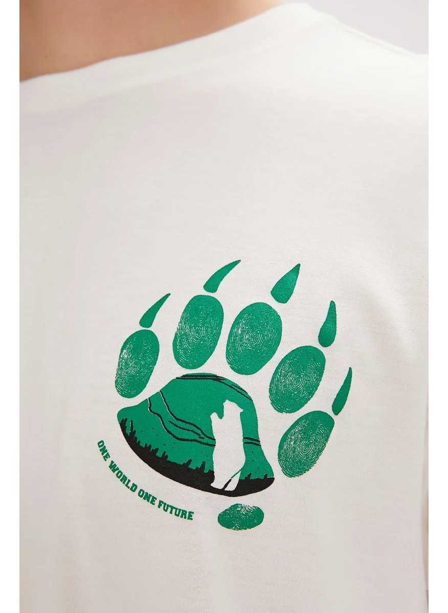باد بير Re-One White Printed Men's T-Shirt