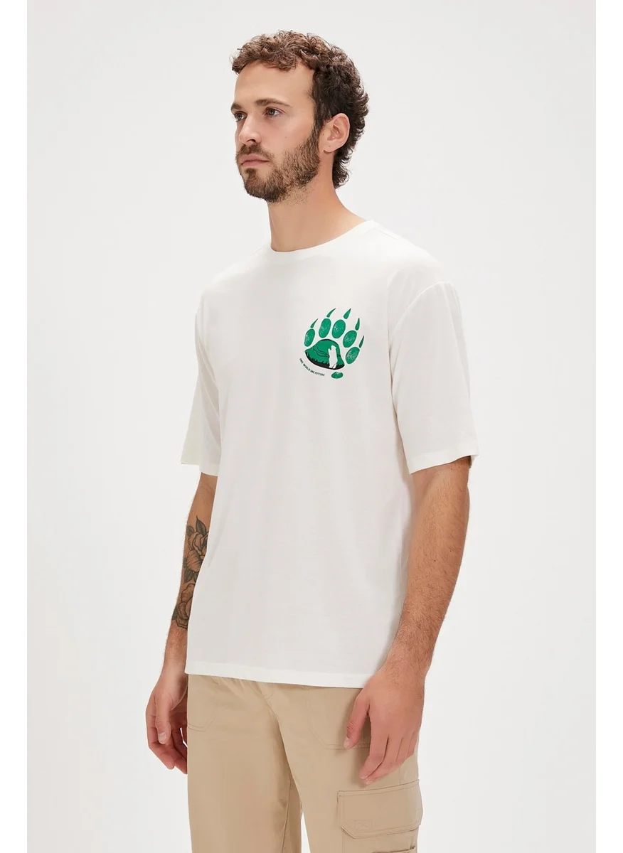 باد بير Re-One White Printed Men's T-Shirt